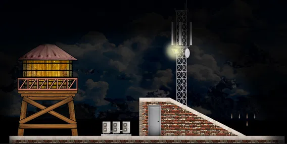 Rooftop level preview with radio tower